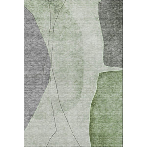 HomeRoots 10' X 14' Stylish Abstract Area Rug in Green, Gray & Ivory - Washable, Stain Resistant & UV Protected! 656567