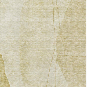 HomeRoots 5' X 8' Gold and Beige Abstract Area Rug - Washable, Stain Resistant, UV Protected for Busy Homes 656569