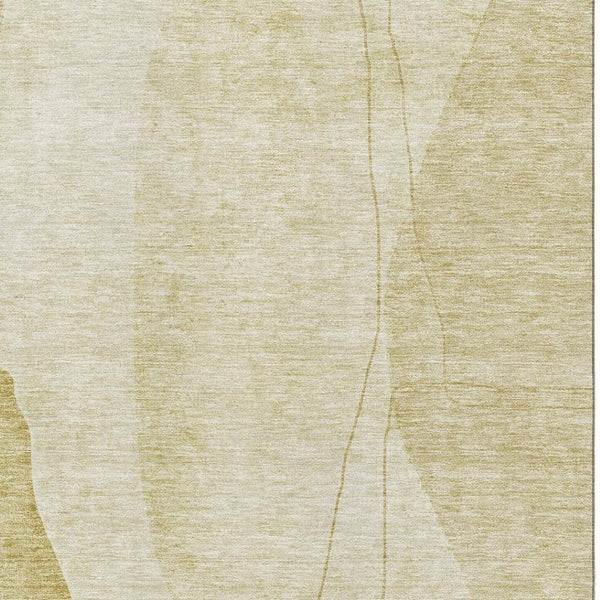 HomeRoots 5' X 8' Gold and Beige Abstract Area Rug - Washable, Stain Resistant, UV Protected for Busy Homes 656569