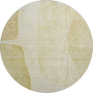 HomeRoots 8' Gold And Beige Washable Round Rug – Modern Abstract Design, UV Protected & Stain Resistant! 656570
