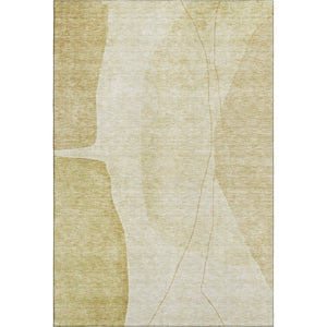HomeRoots 8' X 10' Gold and Beige Abstract Washable Area Rug - Durable, UV-Protected, Stylish Comfort for Any Room 656571