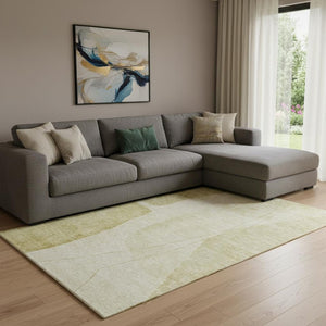 HomeRoots 8' X 10' Gold and Beige Abstract Washable Area Rug - Durable, UV-Protected, Stylish Comfort for Any Room 656571