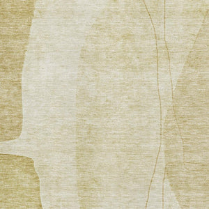 HomeRoots 9' X 12' Gold and Beige Abstract Washable Area Rug – Durable, Stylish, UV-Protected for High Traffic Areas 656572