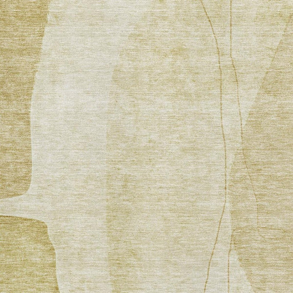 HomeRoots 9' X 12' Gold and Beige Abstract Washable Area Rug – Durable, Stylish, UV-Protected for High Traffic Areas 656572