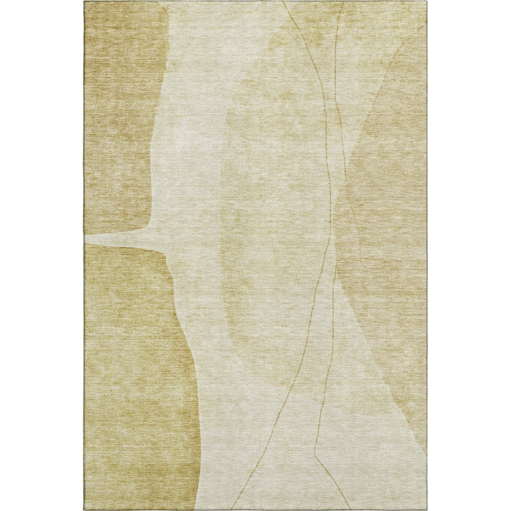 HomeRoots 10' X 14' Gold and Beige Abstract Area Rug – Washable, Stain-Resistant, UV Protected for High-Traffic Areas 656573