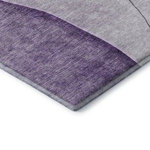 HomeRoots 5' X 8' Modern Purple Gray Ivory Abstract Area Rug - Washable, UV-Protected, Durable & Stylish! 656575