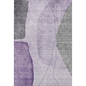 HomeRoots 8' X 10' Modern Abstract Washable Area Rug in Purple, Gray, Ivory - Stain & UV Resistant Design 656577