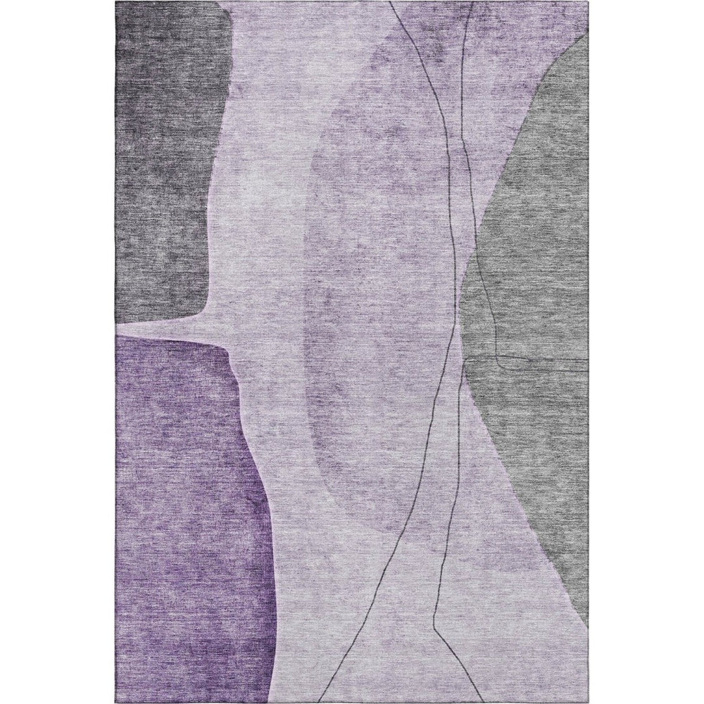 HomeRoots 9' X 12' Washable Area Rug in Purple Gray Ivory - Abstract Design with UV Protection for Durability 656578