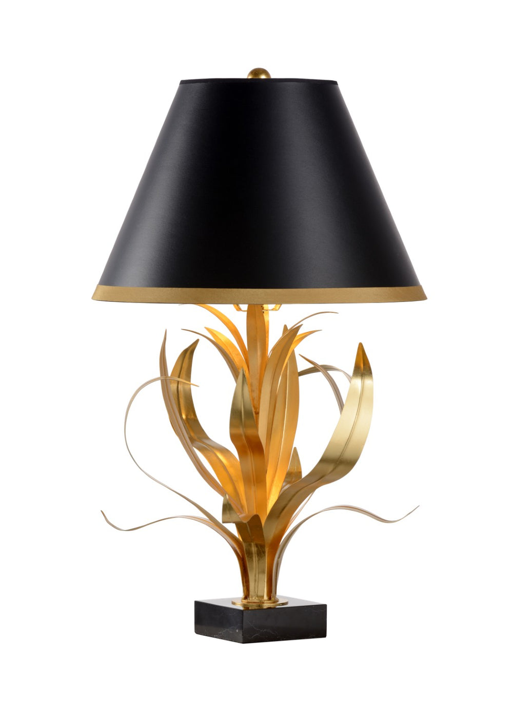 Wildwood Lilith Sculptural Table Lamp With Antique Gold Leaf & Black Marble Base — 1960S Vintage Glam Accent 65658-2