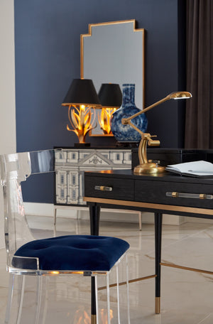 Wildwood Lilith Sculptural Table Lamp With Antique Gold Leaf & Black Marble Base — 1960S Vintage Glam Accent 65658-2