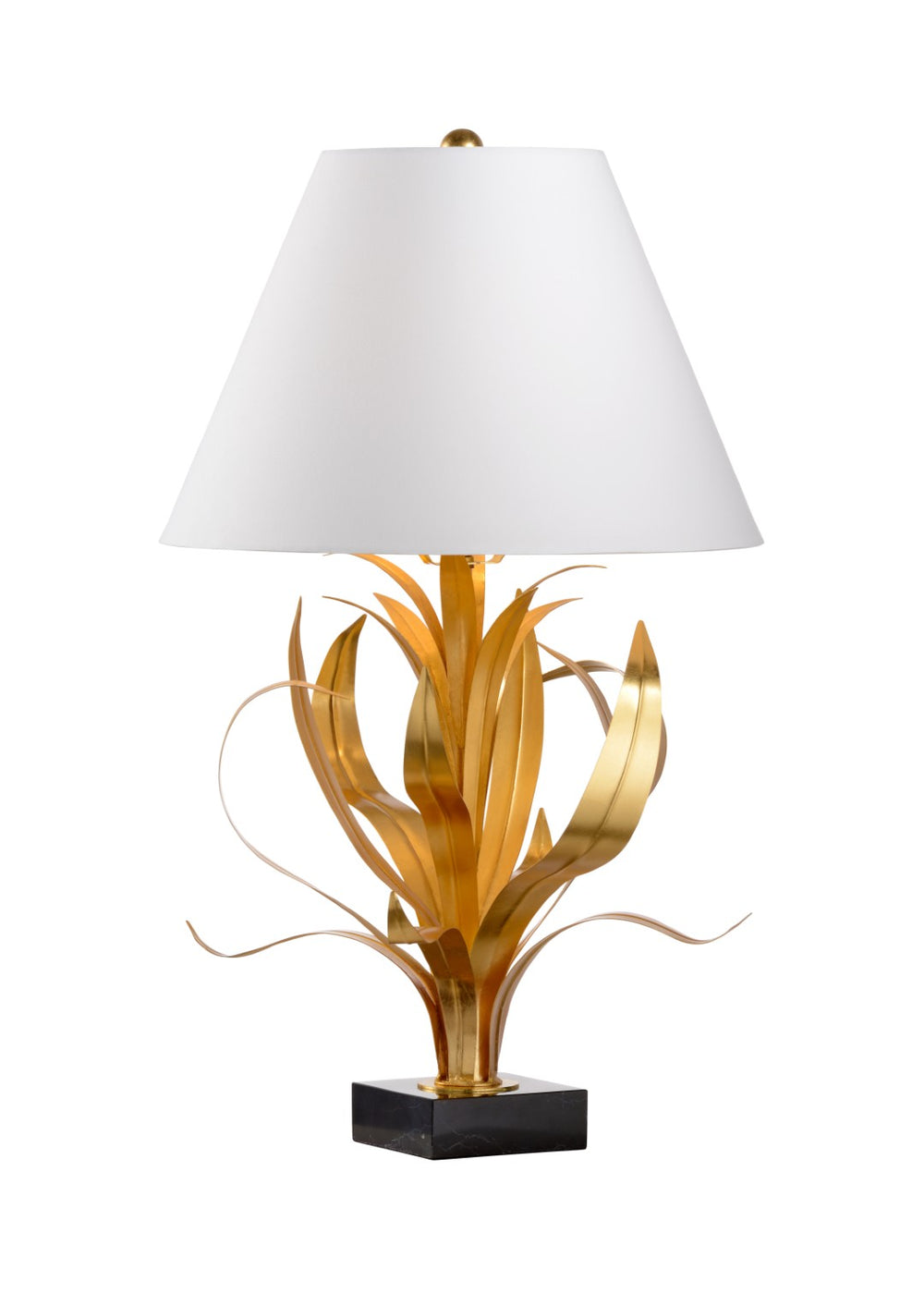 Wildwood Lilith Sculptural Table Lamp In Antique Gold Leaf With Black Marble Base — 1960S Vintage-Inspired Accent 65658