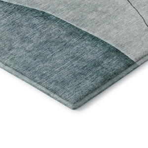 HomeRoots 8' Teal Gray and Ivory Abstract Round Rug - Washable, UV-Protected, Stylish for Any Home Decor 656582