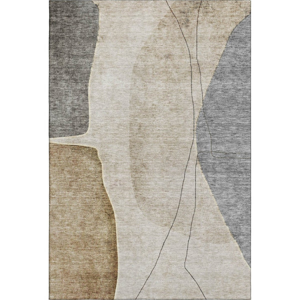HomeRoots 8' X 10' Modern Abstract Washable Area Rug in Taupe & Gray – Durable, UV-Protected, Easy Care! 656589