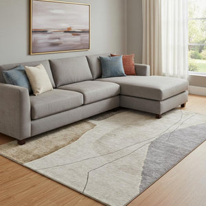 HomeRoots 8' X 10' Modern Abstract Washable Area Rug in Taupe & Gray – Durable, UV-Protected, Easy Care! 656589