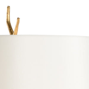 Wildwood Fujian Sculptural Table Lamp With Antique Gold Leaf Branch, White Stone Column Base, 35.5" H 65659