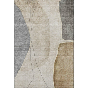 HomeRoots 9' X 12' Stylish Taupe Beige & Gray Abstract Washable Area Rug with UV Protection for Modern Spaces 656590