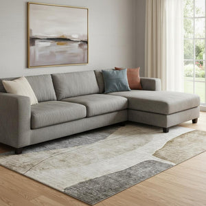 HomeRoots 10' Contemporary Taupe Beige & Gray Abstract Washable Area Rug with UV Protection for Durability 656591