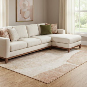 HomeRoots 8' X 10' Durable Terra Cotta & Beige Abstract Area Rug - Machine Washable, Stain Resistant Design 656595