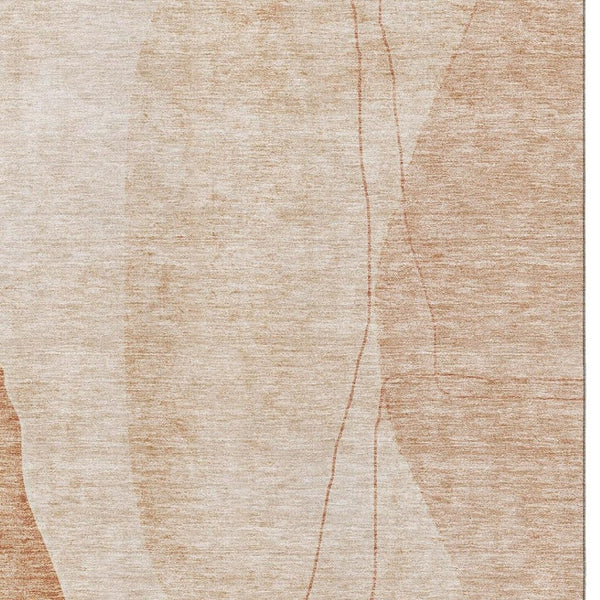 HomeRoots 8' X 10' Durable Terra Cotta & Beige Abstract Area Rug - Machine Washable, Stain Resistant Design 656595
