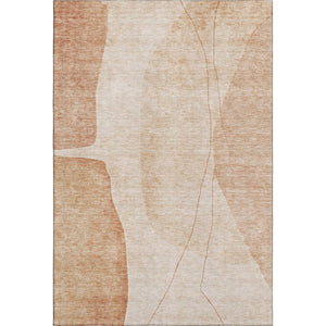 HomeRoots 9' X 12' Versatile Terra Cotta & Beige Abstract Area Rug - Washable, UV Protected, Ideal for Homes 656596