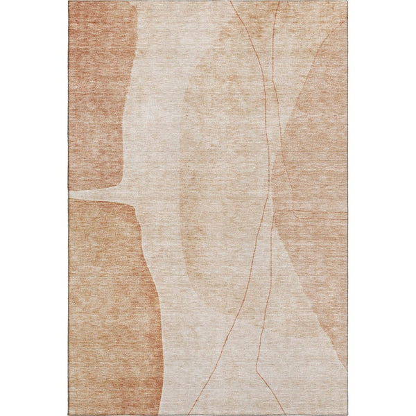 HomeRoots 9' X 12' Versatile Terra Cotta & Beige Abstract Area Rug - Washable, UV Protected, Ideal for Homes 656596