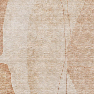 HomeRoots 9' X 12' Versatile Terra Cotta & Beige Abstract Area Rug - Washable, UV Protected, Ideal for Homes 656596