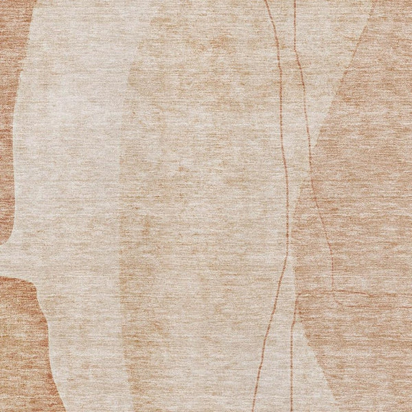 HomeRoots 9' X 12' Versatile Terra Cotta & Beige Abstract Area Rug - Washable, UV Protected, Ideal for Homes 656596