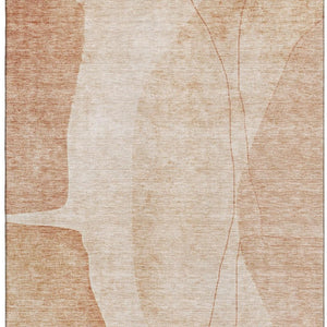HomeRoots 9' X 12' Versatile Terra Cotta & Beige Abstract Area Rug - Washable, UV Protected, Ideal for Homes 656596