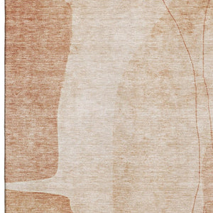HomeRoots 10' X 14' Terra Cotta & Beige Abstract Area Rug - Washable, UV Protected, Perfect for Living Spaces! 656597