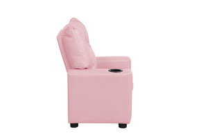English Elm Evelyne Youth Pu Leather Recliner with Cupholder for Playroom or Bedroom Lounge Pink B2749P413213