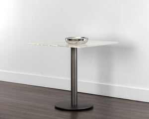 Sunpan Claudia Bistro Table - Elegant Art Deco Design with Unique Marble Top and Pewter Steel Base for Dining 30W x 30D x 30H