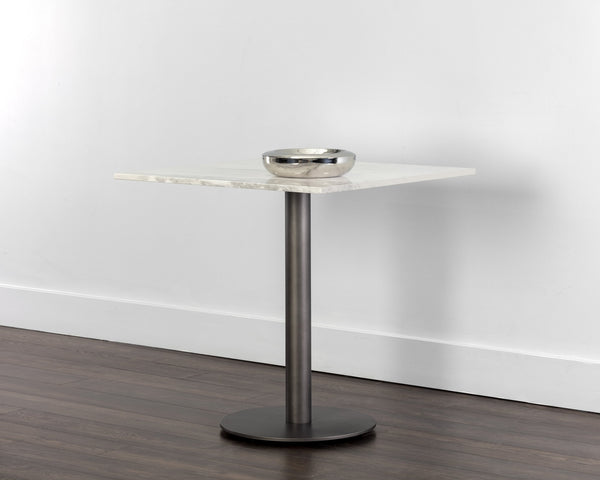 Sunpan Claudia Bistro Table - Elegant Art Deco Design with Unique Marble Top and Pewter Steel Base for Dining 30W x 30D x 30H