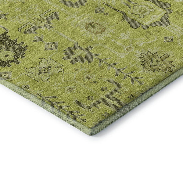 HomeRoots 8' Artichoke Green Gray Charcoal Round Rug – Washable, UV-Protected, Stain-Resistant & Durable Design 656600