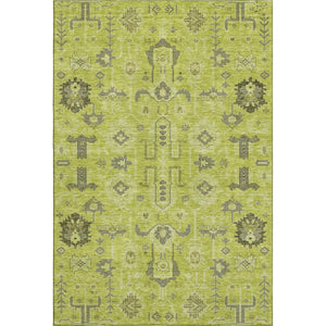HomeRoots 8' X 10' Artichoke Green and Charcoal Oriental Area Rug - Durable, Washable, UV Protected & Stylish 656601