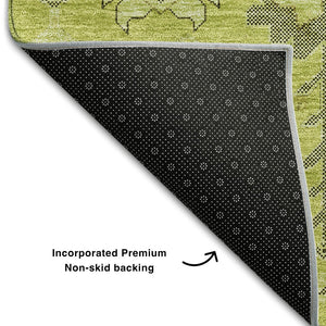 HomeRoots 8' X 10' Artichoke Green and Charcoal Oriental Area Rug - Durable, Washable, UV Protected & Stylish 656601