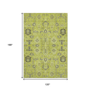 HomeRoots 10' Artichoke Green & Gray Charcoal Oriental Washable Area Rug – UV Protected, Durable, Stylish Design 656603