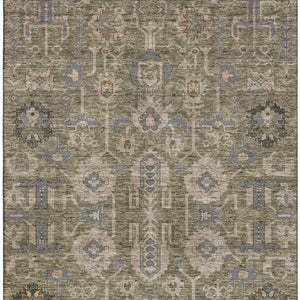 HomeRoots 8' X 10' Elegant Brown Gray Beige Oriental Washable Area Rug with UV Protection for Family Spaces 656607