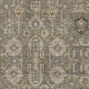HomeRoots 9' X 12' Washable Oriental Area Rug in Brown, Gray & Beige with UV Protection for High Traffic Areas 656608