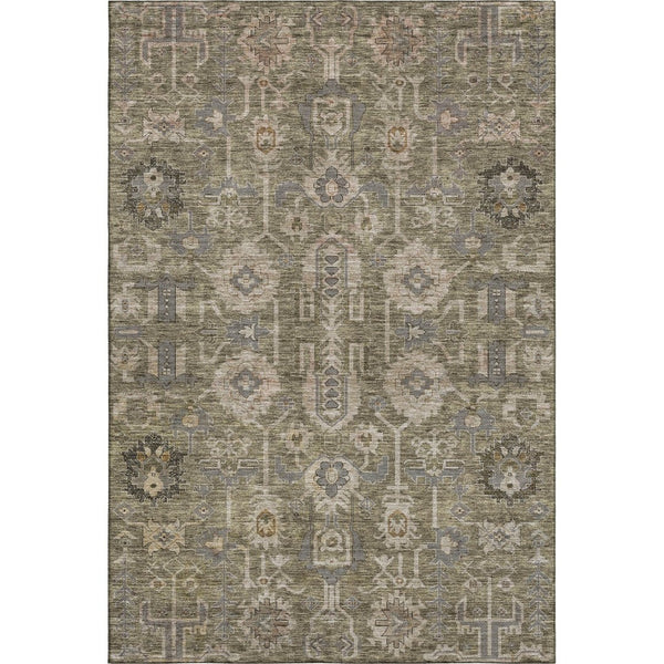 HomeRoots 10' X 14' Brown Gray Beige Washable Oriental Rug - UV Protected, Stain-Resistant & Durable Design 656609