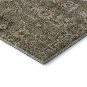 HomeRoots 10' X 14' Brown Gray Beige Washable Oriental Rug - UV Protected, Stain-Resistant & Durable Design 656609
