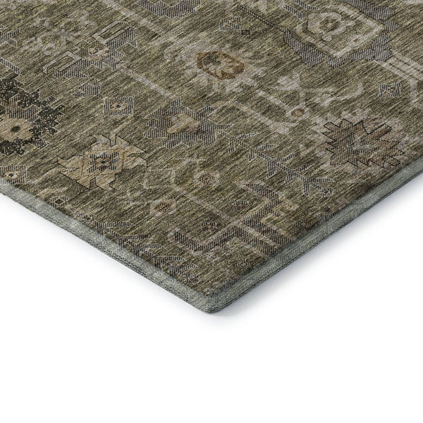 HomeRoots 10' X 14' Brown Gray Beige Washable Oriental Rug - UV Protected, Stain-Resistant & Durable Design 656609