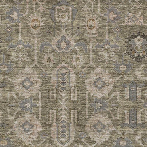 HomeRoots 10' X 14' Brown Gray Beige Washable Oriental Rug - UV Protected, Stain-Resistant & Durable Design 656609