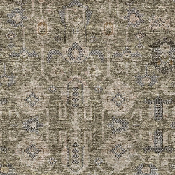 HomeRoots 10' X 14' Brown Gray Beige Washable Oriental Rug - UV Protected, Stain-Resistant & Durable Design 656609