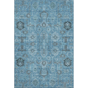 HomeRoots 9' X 12' Blue Charcoal & Ivory Oriental Washable Area Rug - Durable, UV Protected, Easy Care! 656614