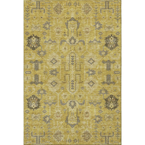 HomeRoots 8' X 10' Gold Charcoal and Gray Washable Oriental Area Rug - Durable, Stain-Resistant, UV Protected! 656619