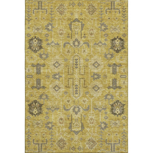 HomeRoots 9' X 12' Elegant Gold Charcoal Gray Oriental Area Rug - Washable, Stain-Resistant & UV Protected! 656620