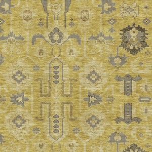 HomeRoots 10' Gold Charcoal & Gray Oriental Area Rug - Washable, UV Protected, Stain Resistant for Busy Homes 656621