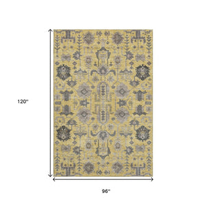 HomeRoots 8' X 10' Amber Gray & Charcoal Oriental Area Rug - Stain Resistant, UV Protected, Durable & Elegant 656631