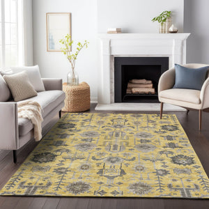 HomeRoots 8' X 10' Amber Gray & Charcoal Oriental Area Rug - Stain Resistant, UV Protected, Durable & Elegant 656631