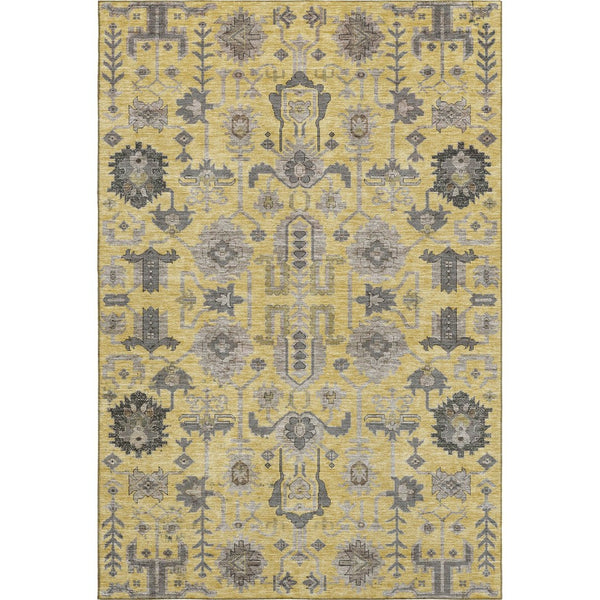 HomeRoots 8' X 10' Amber Gray & Charcoal Oriental Area Rug - Stain Resistant, UV Protected, Durable & Elegant 656631